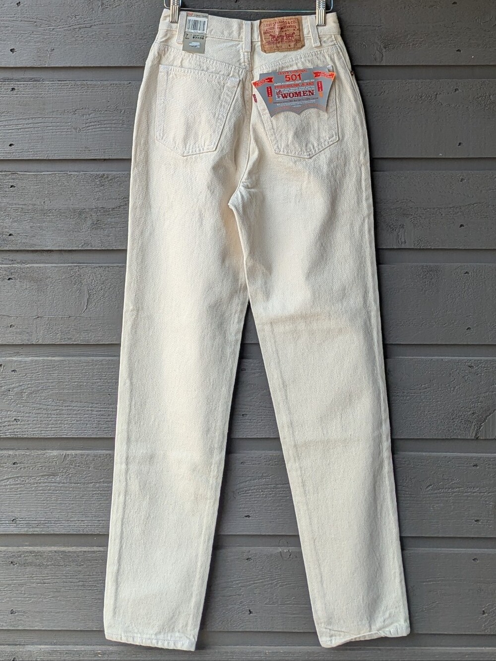 Vintage 1991 Levi's For Women Original 501 Cream Denim Jeans Size 7 / W27L32